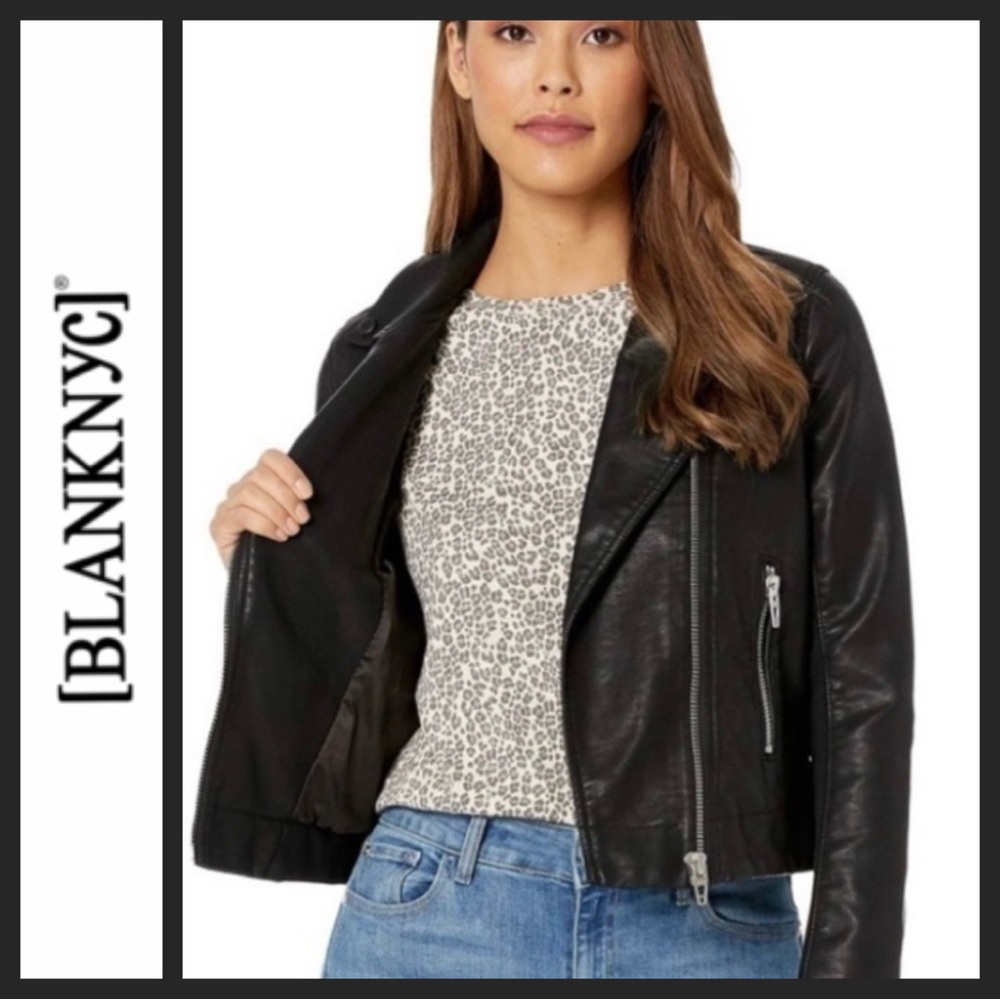 NWT BLANKNYC Black Vegan Leather Moto Jacket